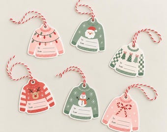 Christmas Sweater Gift Tags Printable: Ugly Christmas Sweater Tags, Holiday Gift Tags, Christmas Favor Tags (Digital Download)