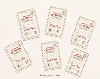 North Pole Gift Tags: Minimalist Christmas Delivery Labels (Digital Download)
