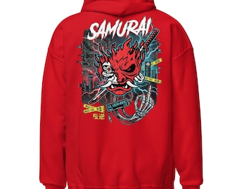 Cyberpunk Samurai-hoodie, Night City Streetwear, Johnny Silverhand-sweater, sci-fi gamercadeau, unisex zware hoodie