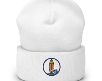 Gorro de tabla de surf bordado, gorro retro con olas