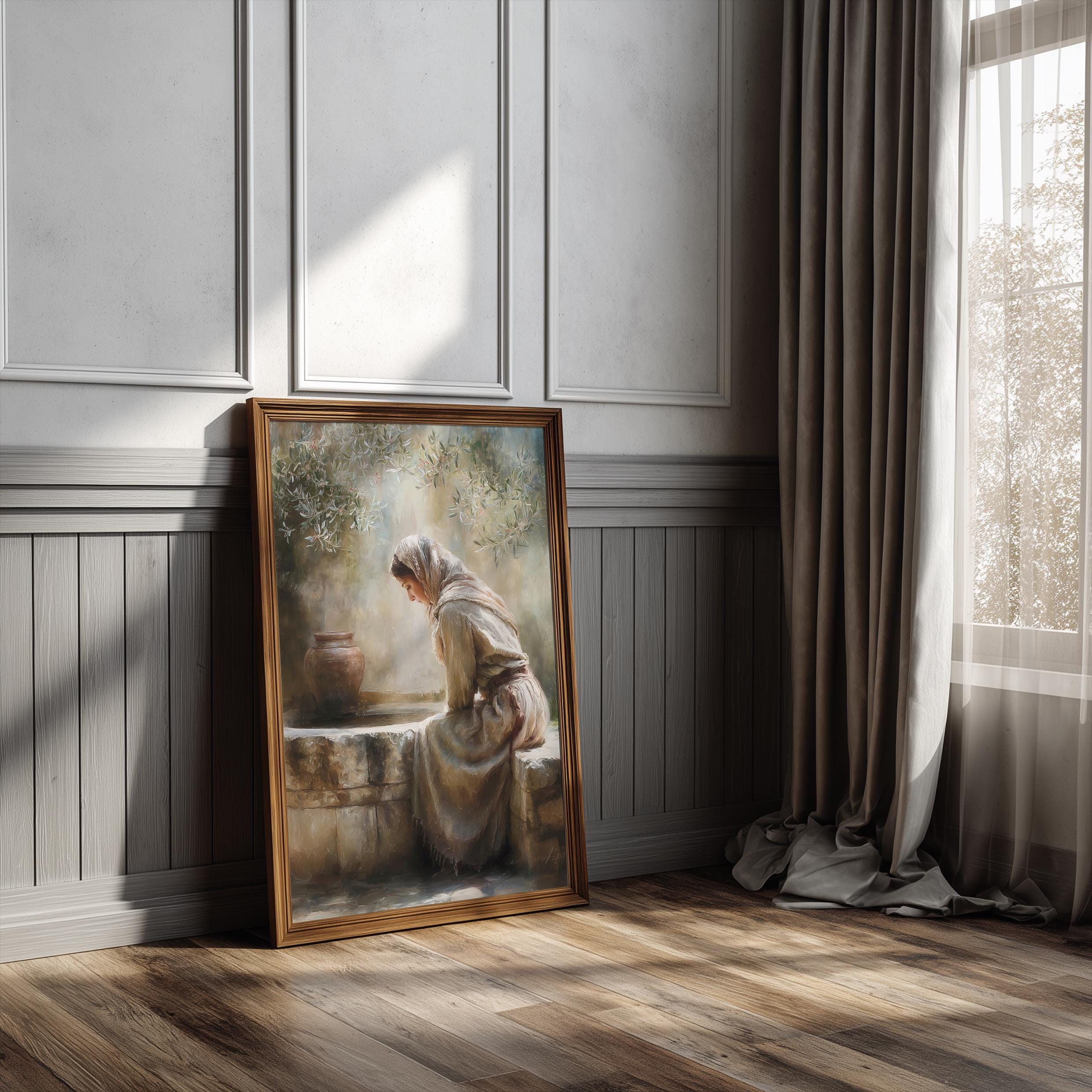 Woman at the Well Christian Wall Art, Jesus and the Samaritan Woman Oil ...