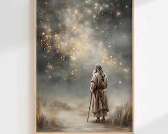 God's Promise To Abraham - Modern Christian Oil Painting, Bible Wall Art, Genesis Wall Art, Digital Download, God’s covenant to Abraham,