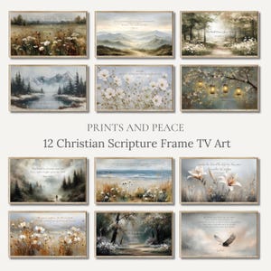 Set of 12 TV Frame Scripture Oil Paintings - Christian Scripture TV Frame Art Set of 12, Jesus Christ Bible, Samsung Frame TV Art,