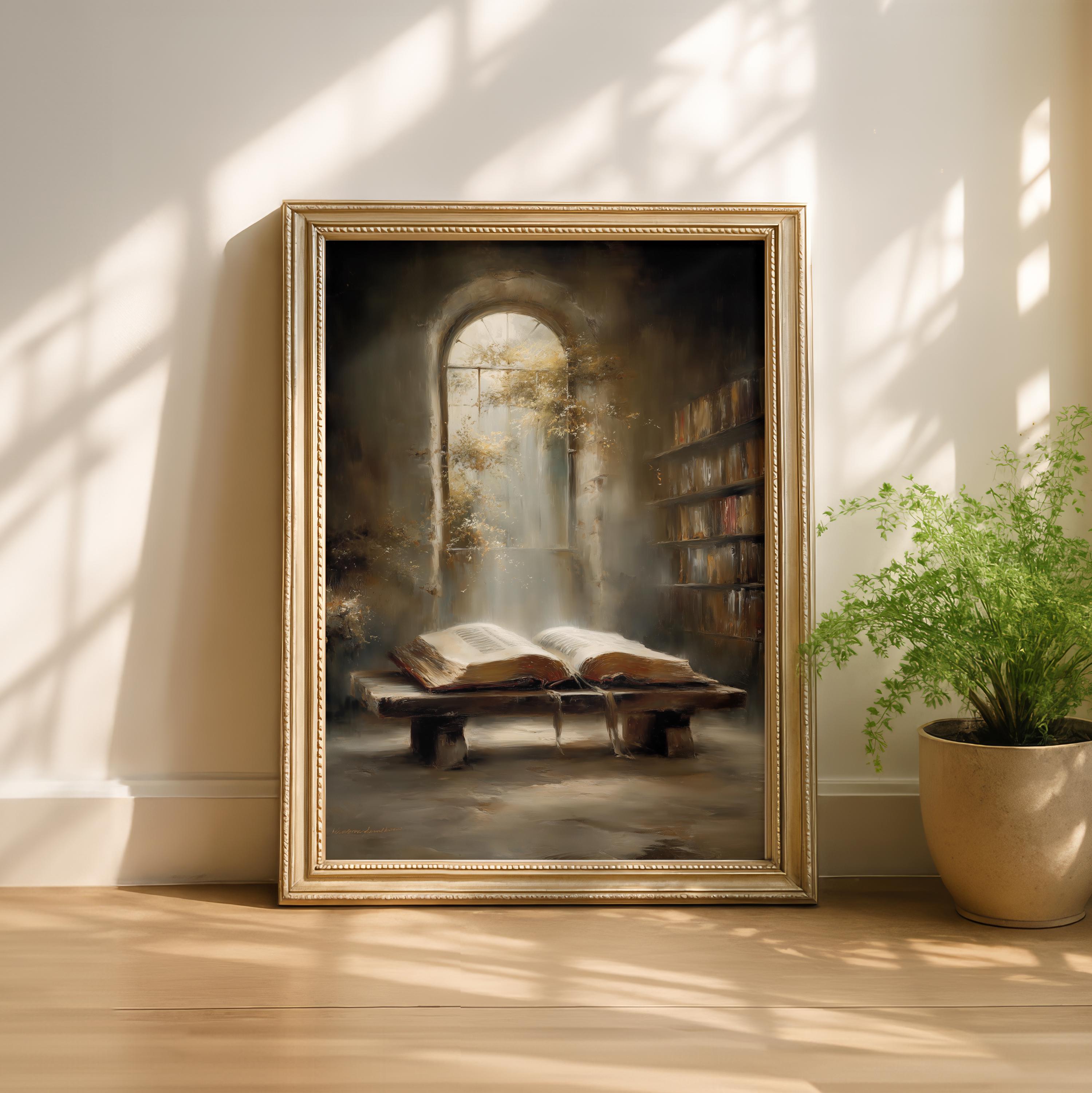 Rustic Scripture Paintings The Living Word - Vintage Christian Wall Art, Open Bible Painting ...