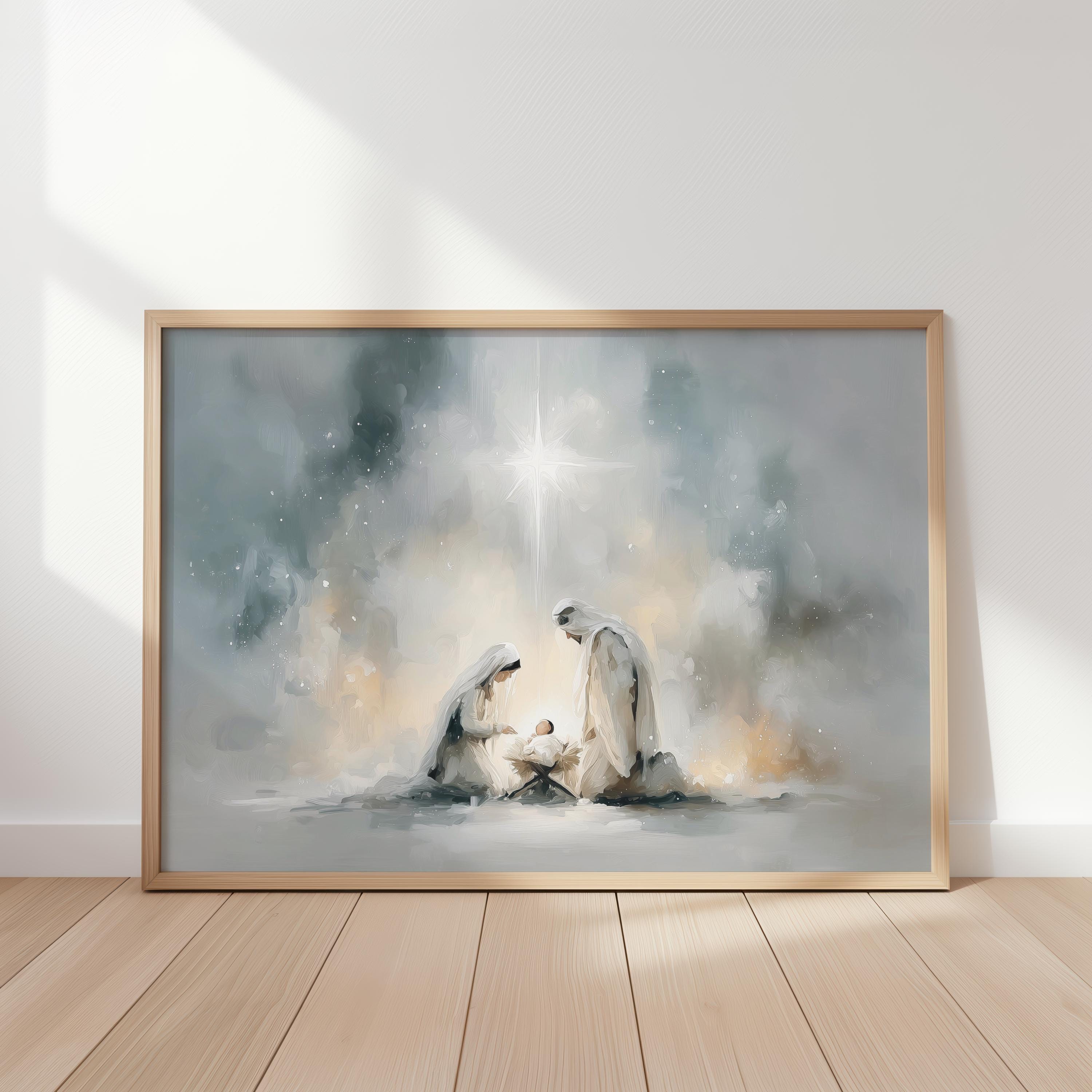 Light of the World – Abstract Nativity Scene Oil Painting, Holy Family ...