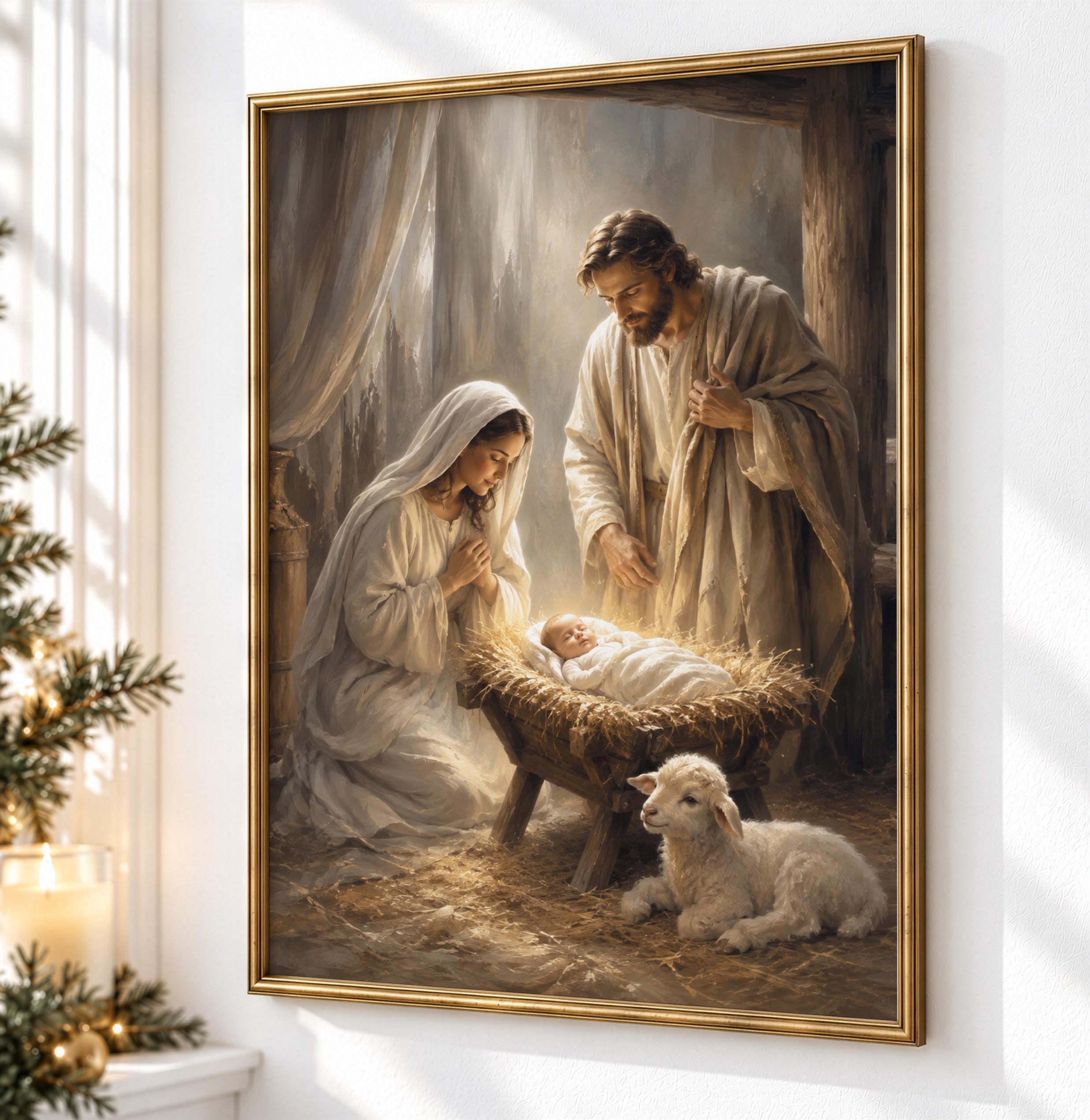 Mary, Baby Jesus and Lamb - Etsy Canada