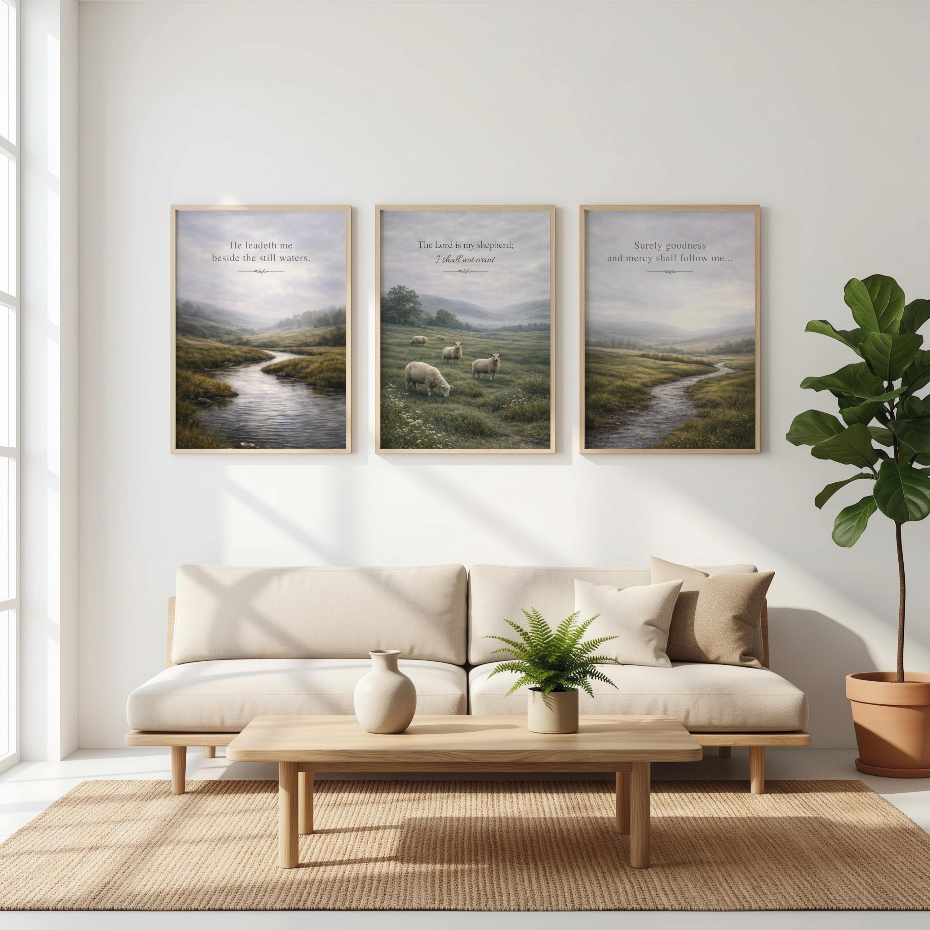 Psalm 23 Wall Art Set of 3, the Lord is My Shepherd Christian Wall Art ...