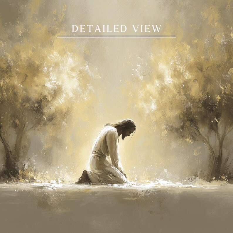 Jesus in the Garden of Gethsemane Art, Jesus Praying Oil Painting ...