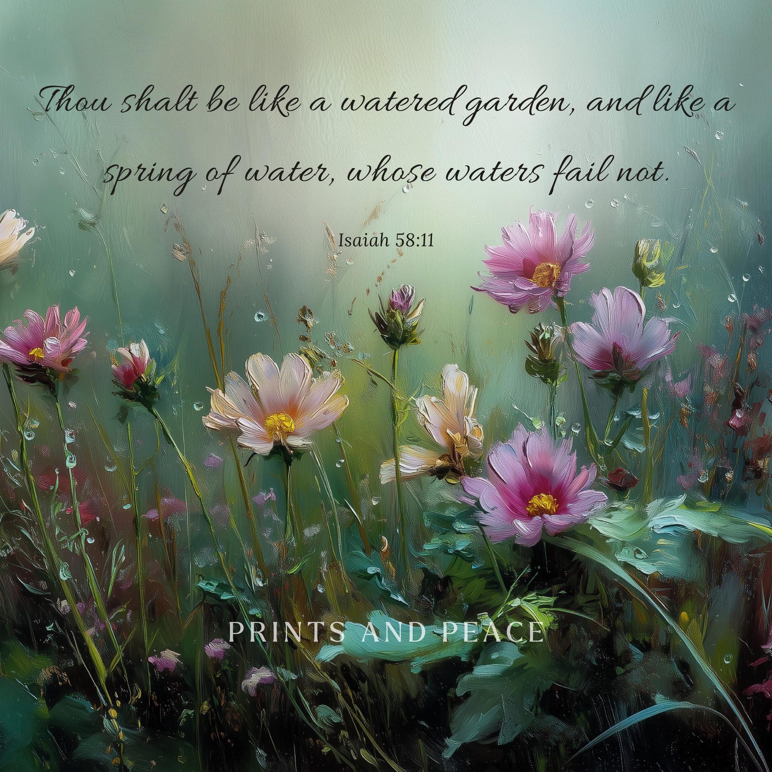 Spring Crocus Scripture Watered Garden - Isaiah 58:11 Kjv- Christian Scripture Wall Art, Spring ...