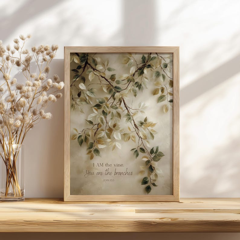 I Am the Vine Scripture Wall Art, John 15:5 Bible Verse Print ...
