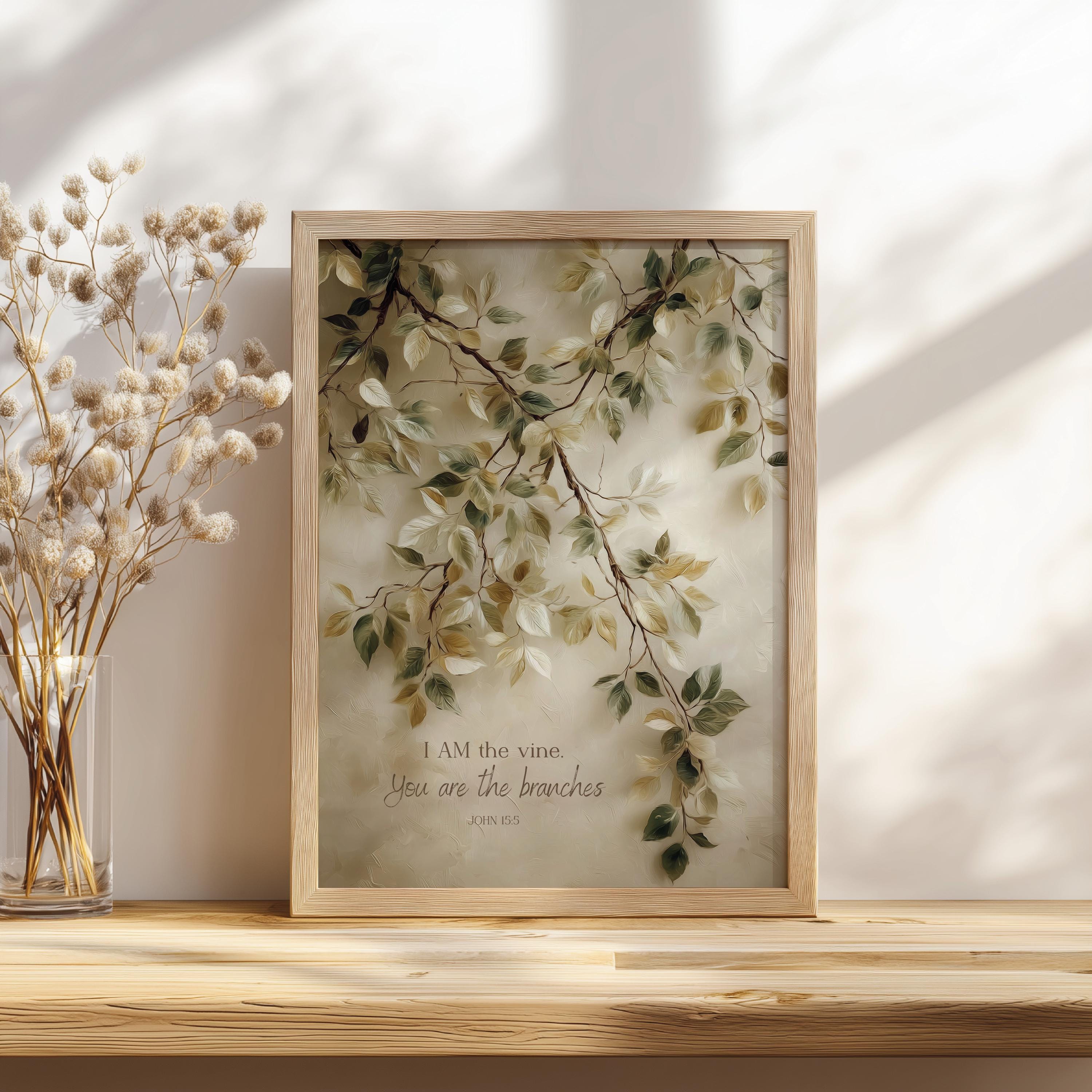I Am the Vine Scripture Wall Art, John 15:5 Bible Verse Print ...