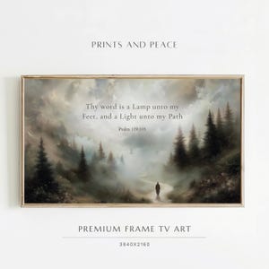 Cornice TV Art - Salmo 119:105 - Lampada ai miei piedi Decorazione delle Scritture, Sentiero di montagna Fede TV Art, Versetti biblici Paesaggio, Arte TV cristiana