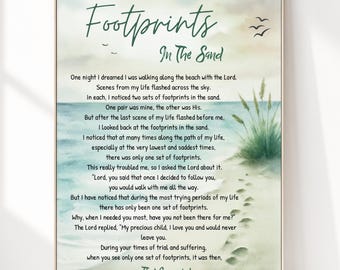 Footprints In The Sand Christian Wall Art | Footprints Poem - I Carried You | Inspirational Poem | Jesus Christ | PRINTABLE Wall Art