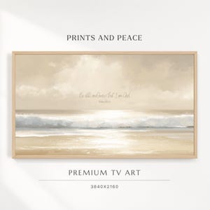 Rahmen TV Kunst Sei still und wisse, dass ich Gott bin - Minimalistische christliche Schrift Wandkunst, moderne Bibel Kunst, Samsung TV Rahmen Kunst,