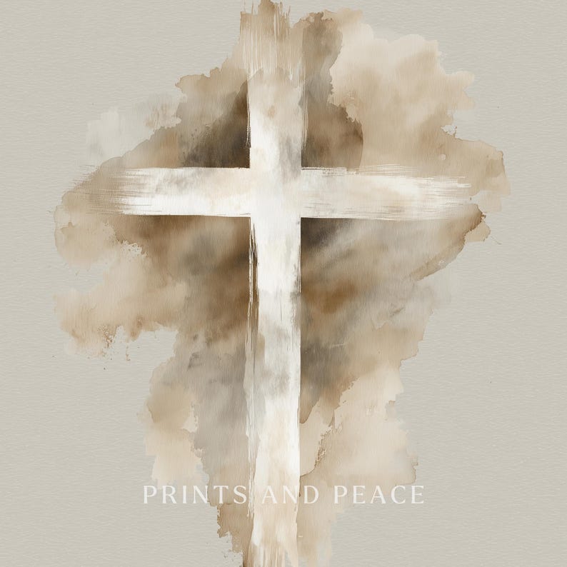Neutral Cross Wall Art Print, Christian Beige Decor, Minimalist Faith ...