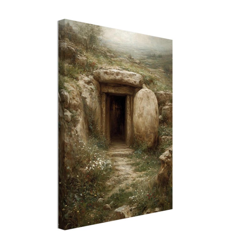 The Empty Garden Tomb - He is Risen, Vintage Oil Painting, Christian ...