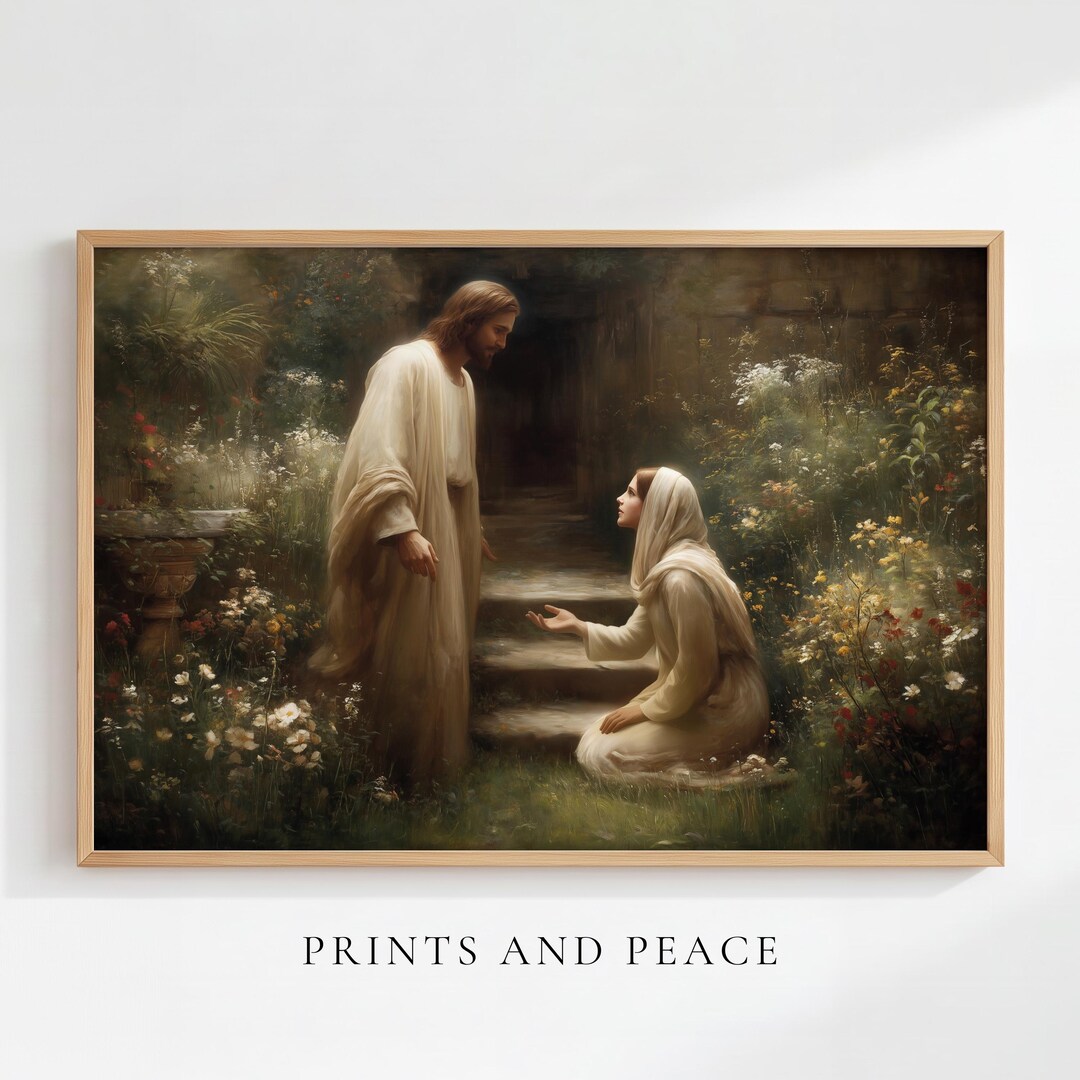 Mary Sees Risen Jesus - Christian Wall Art, He is Risen Resurrection ...