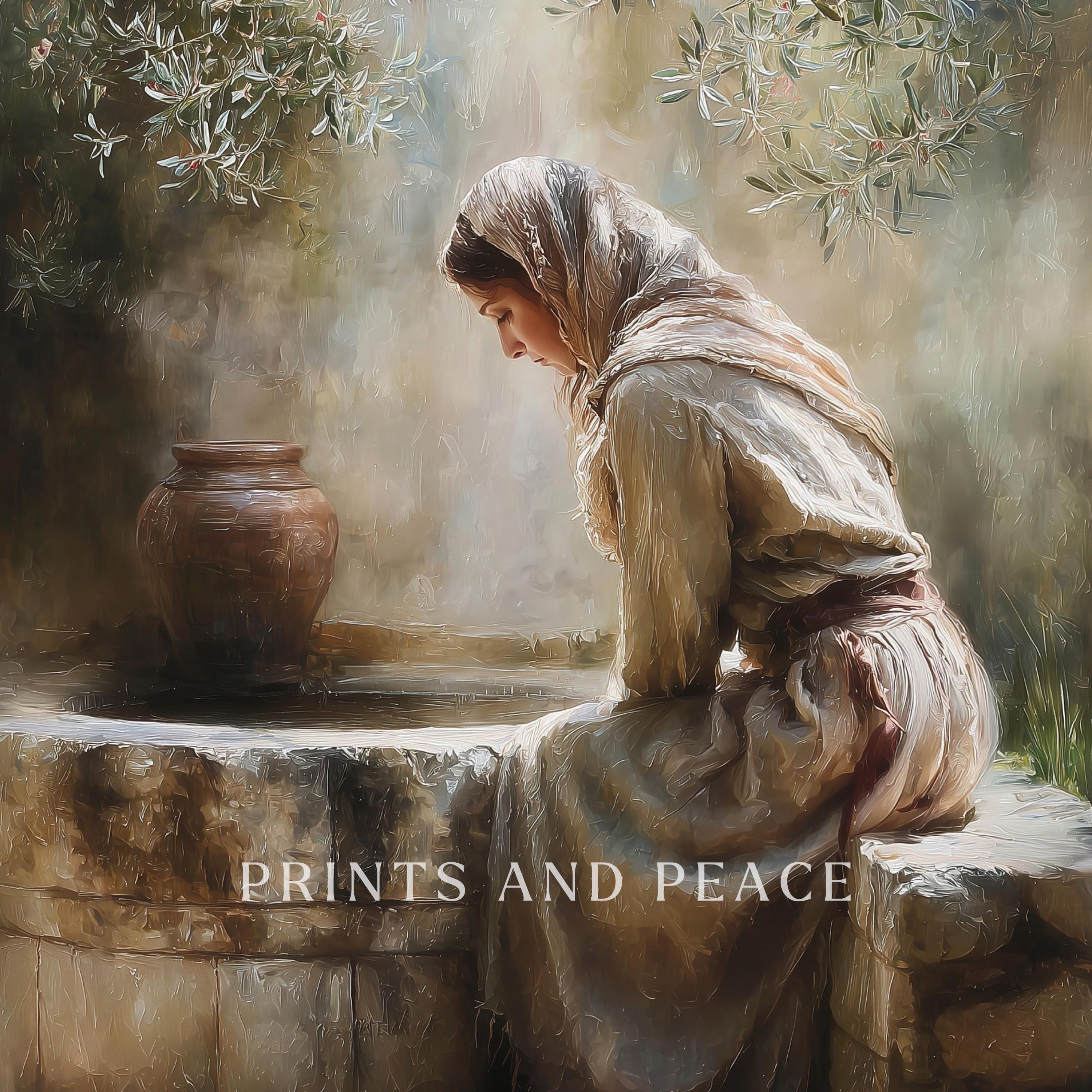 Woman at the Well Christian Wall Art, Jesus and the Samaritan Woman Oil ...