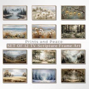 Set of 12 TV Frame Scripture Oil Paintings - Christian Scripture TV Frame Art Set of 12, Jesus Christ Bible, Samsung Frame TV Art,