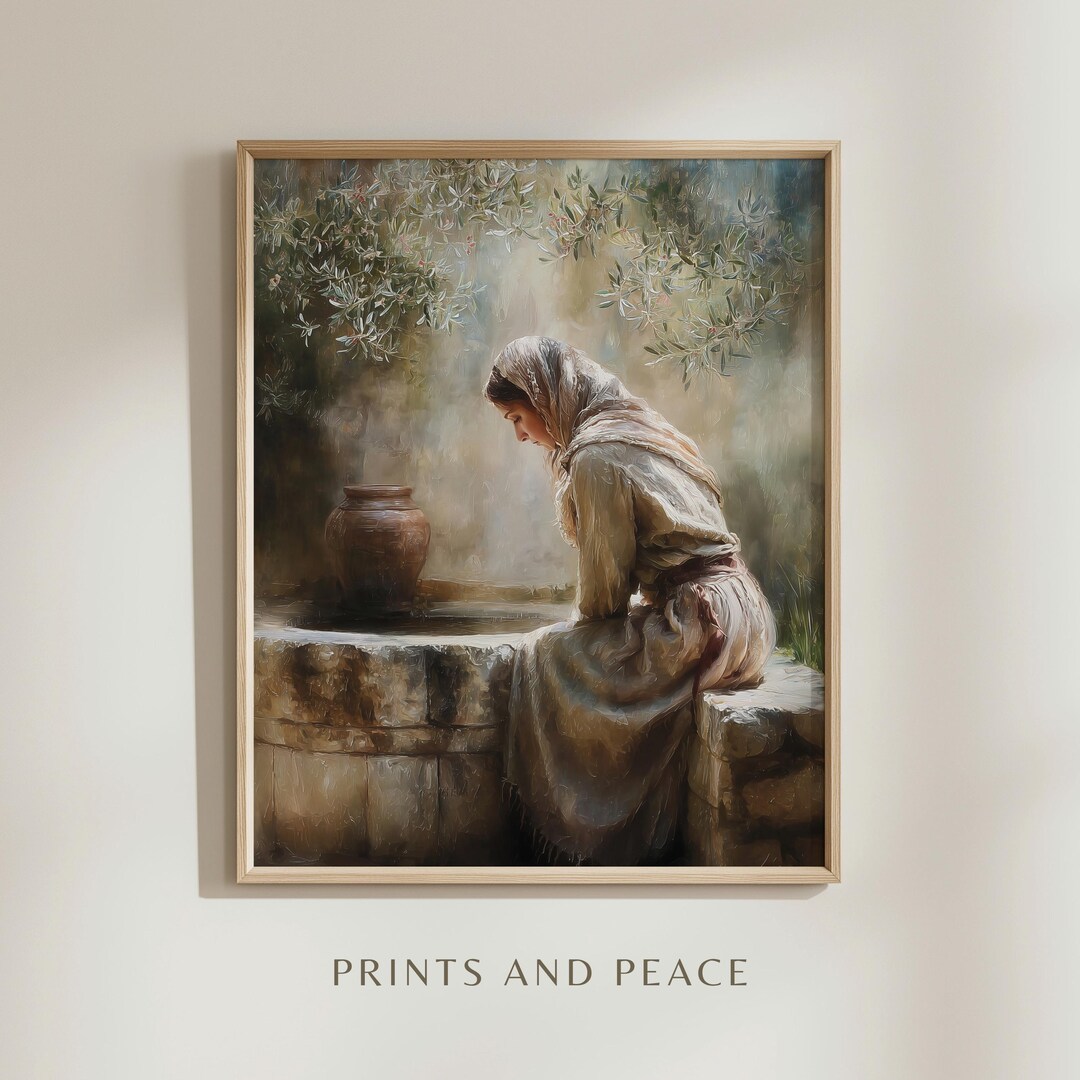 Woman at the Well Christian Wall Art, Jesus and the Samaritan Woman Oil ...