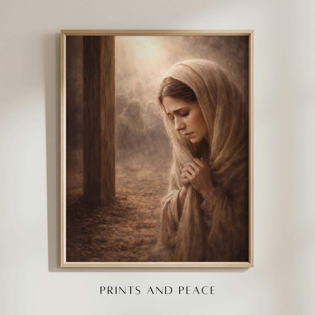 Mary Crying at the Cross - Christian Wall Art, Good Friday Decor, Jesus ...