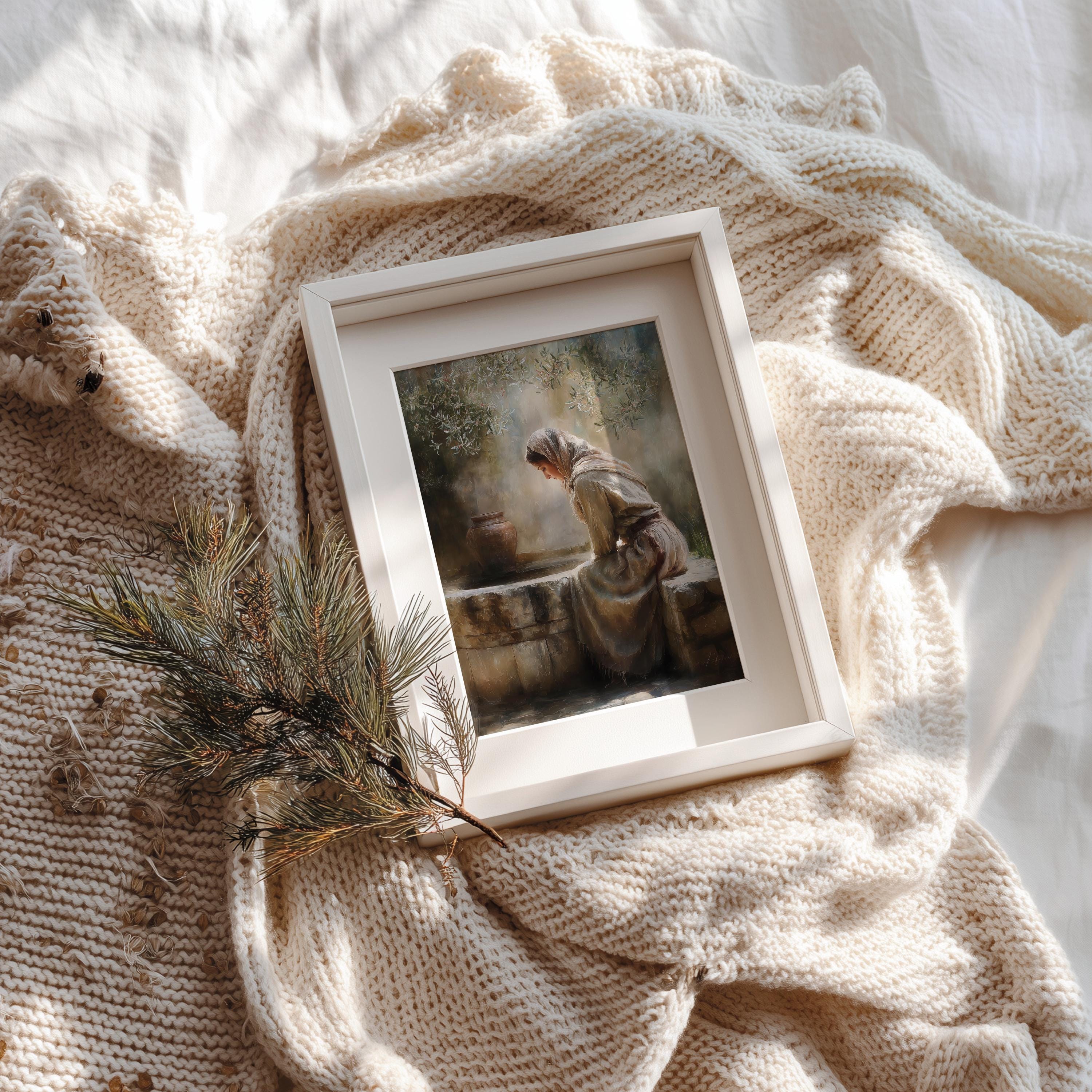 Woman at the Well Christian Wall Art, Jesus and the Samaritan Woman Oil ...