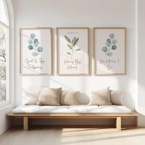 Great Is Thy Faithfulness Wall Art Set of 3, Lamentations 3:23 Scripture Prints, Christian Botanical Wall Art, Neutral Bible Verse Decor