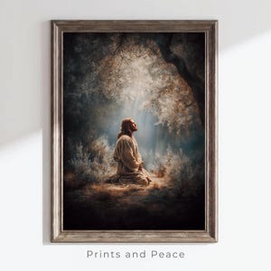 Garden of Gethsemane, Picture of Jesus Praying, Jesus Painting, Christian Printable Art, Bible Art, Jesus Print, Christian Art, Jesus Poster