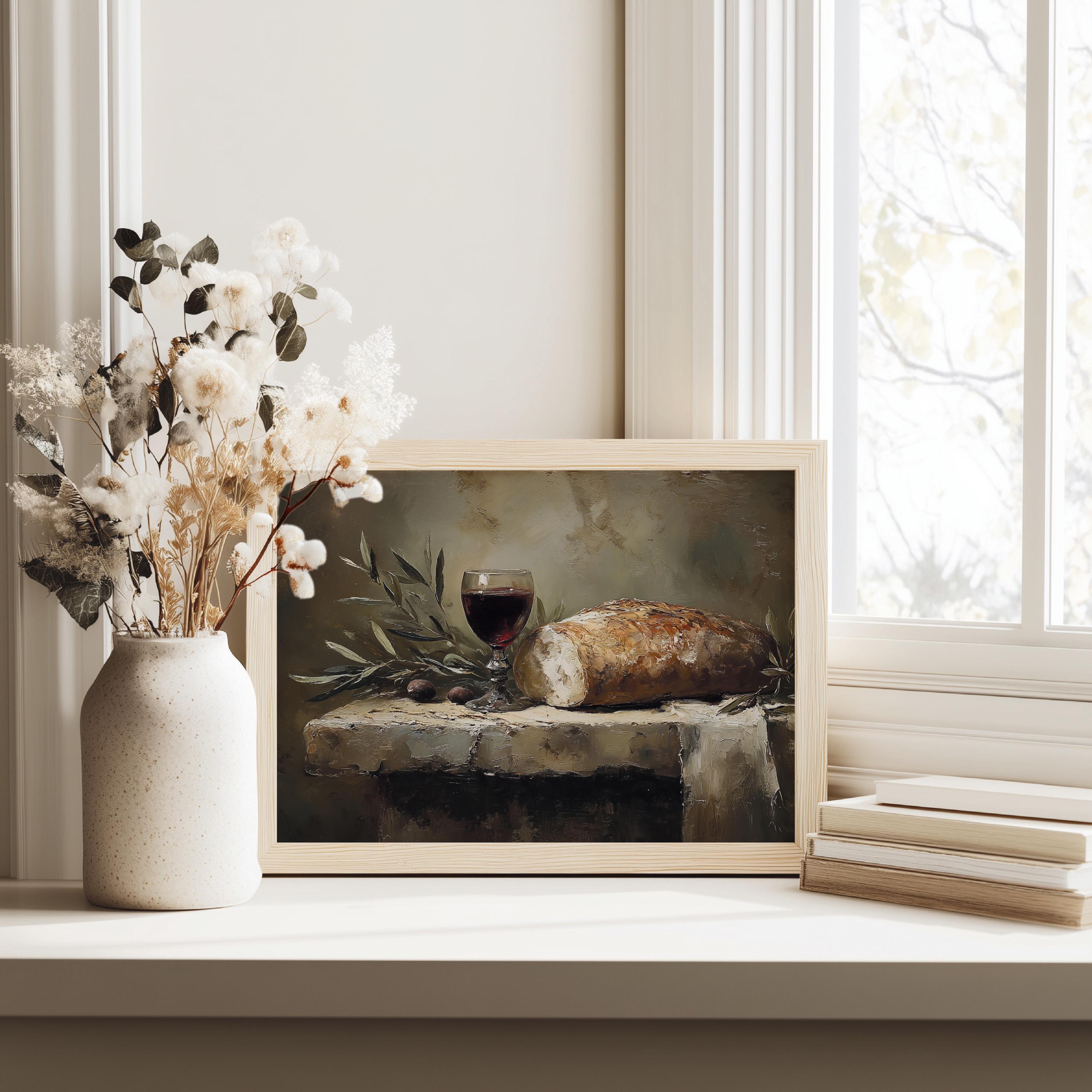 Communion Still Life, Bread and Wine & Olive Branches, DIGITAL