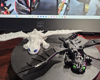 3D Printed Articulated Night & Light Dragon Figurines