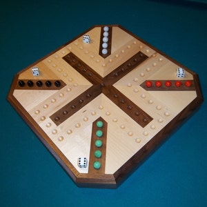 Inlaid Wooden Maple and Walnut Aggravation Board