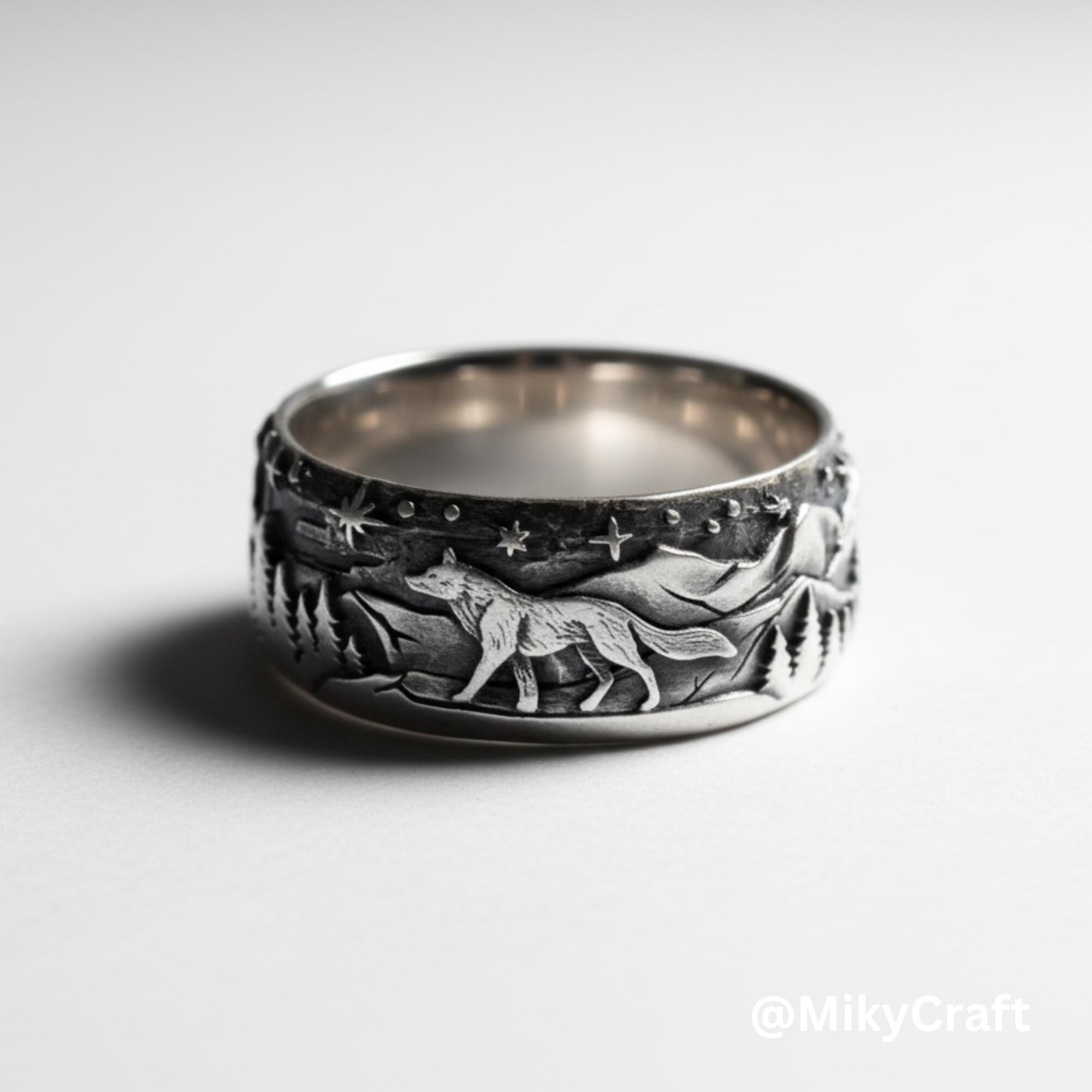 KAMBO Anello Uomo Lupo In Argento 925 | Gioiello A Tema Fauna Selvatica | Regalo Per Amanti Della Natura - 2
