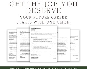 ATS Friendly Resume Template for Google Docs Word and Pages Includes 2 Page Resume Cover Letter PDF and DOCX