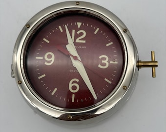 Rare Vgt Pendulux Deep Sea Wall Clock polished cast aluminum Brass Detail Red