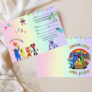 RainbowFriends school enrollment invitation card set of 10 PERSONALIZED