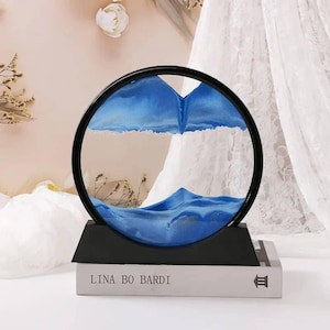 Mesmerizing 3D Sandscape Moving Sand Art Picture – Flowing Quicksand Round Glass Deep Sea Hourglass – Relaxing Home Decor and Unique Gift