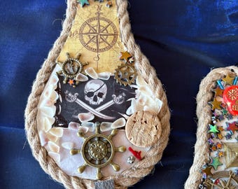 Double sided Pirate or Nautical ornaments 3.5”x7”