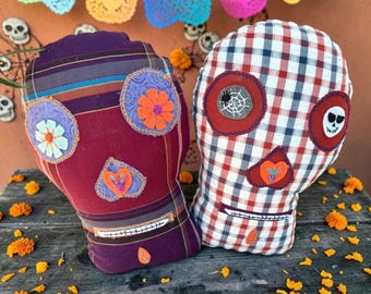 Festive Skull Pillow with embroidery