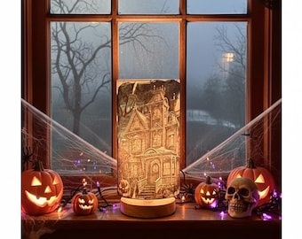 Ghostly Lights Haunted House Table Lamp