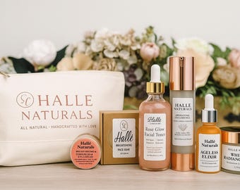 Hallé Naturals Korean Beauty-Inspired Facial Set | 6-Step Skincare System | Gift Set for Her
