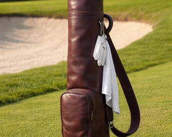 Handmade Leather Golf Bag, Golf Club Carry Bag, Genuine Cowhide Sunday Golf Bag, Lightweight Golf Club Carrier, Golf Gift For Men