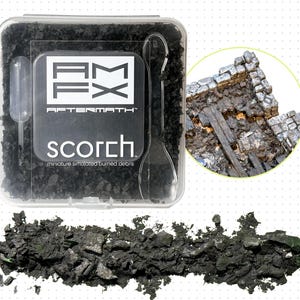 Burned Debris & Ash Texture for Dioramas – Charred Terrain Scatter, Miniature Fire Damage Effects, Post-Apocalyptic Weathering | Scorch