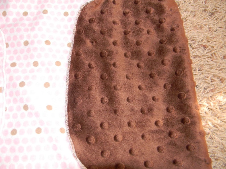 Pink and Brown Dotted Burp Cloth with Minky Back image 3