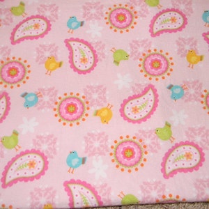 Pink Paisley Bird Receiving Blanket image 3