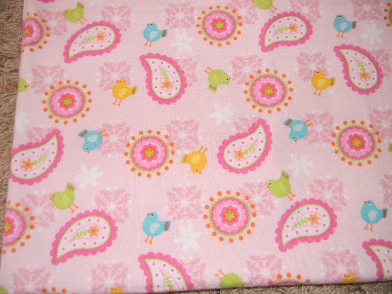 Pink Paisley Bird Receiving Blanket image 3