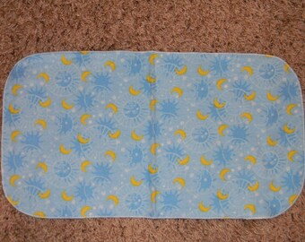 Blue Sun, Moon, and Star Burp Cloth