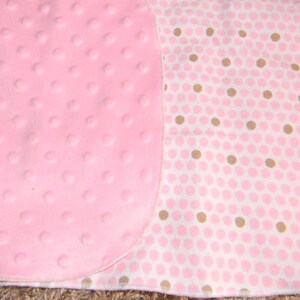 Pink and Brown Dotted Burp Cloth with Minky Back image 2