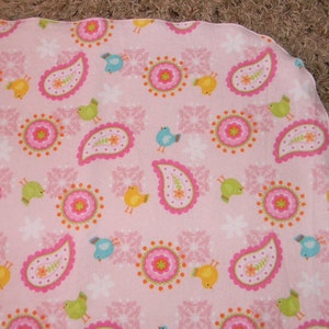 Pink Paisley Bird Receiving Blanket image 2