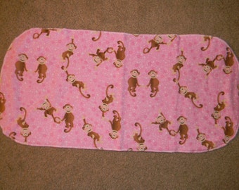 Pink Playful Monkey Burp Cloth