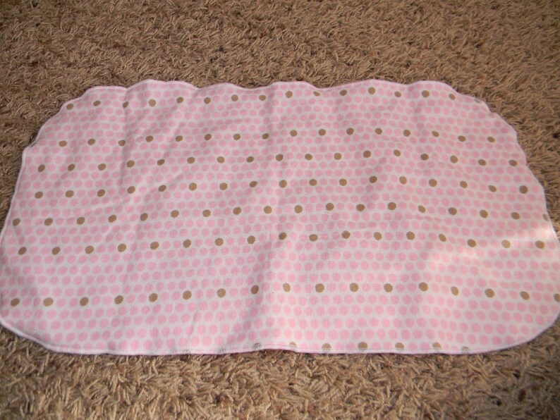 Pink and Brown Dotted Burp Cloth with Minky Back image 1